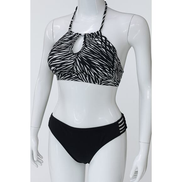 Athleta 2 piece DIFFERENT SIZES XXS top XS bottom halter zebra tie back black - Picture 1 of 8